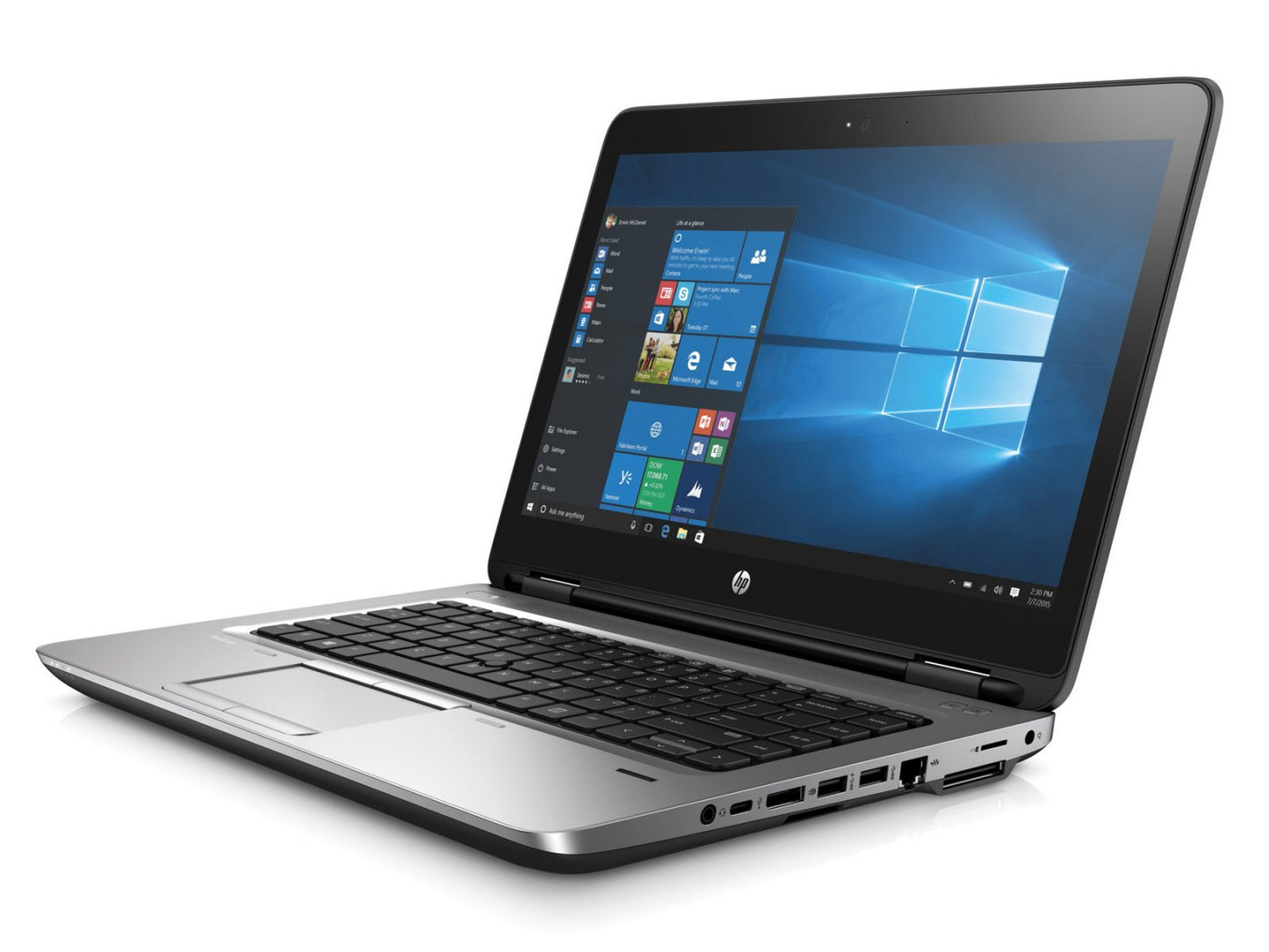 Portátil HP ProBook 640 G3 com tela de 14 polegadas, teclado completo e design elegante, ideal para uso profissional.