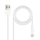 Cabo Lightning para USB-A de 2m, acessório da ibitech.pt, com conectores prateados e cabo resistente para carregamento e transferência de dados.