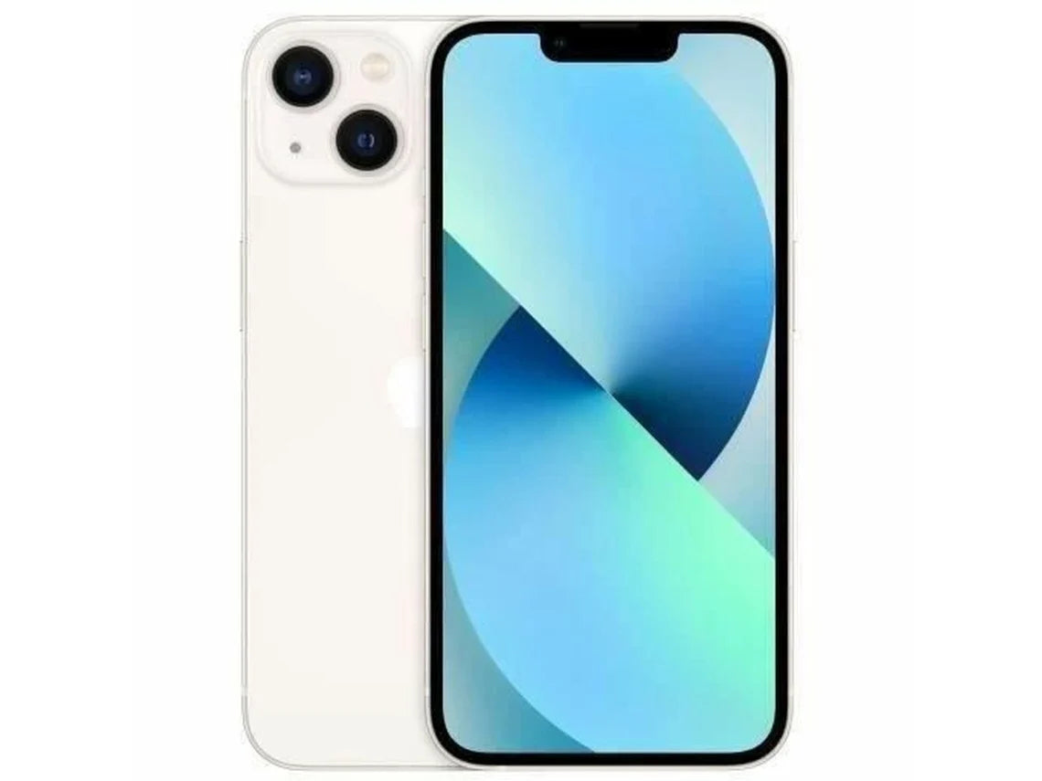 Smartphone iPhone 13 semi-novo da marca ibitech.pt, com ecrã e câmeras visíveis na imagem.