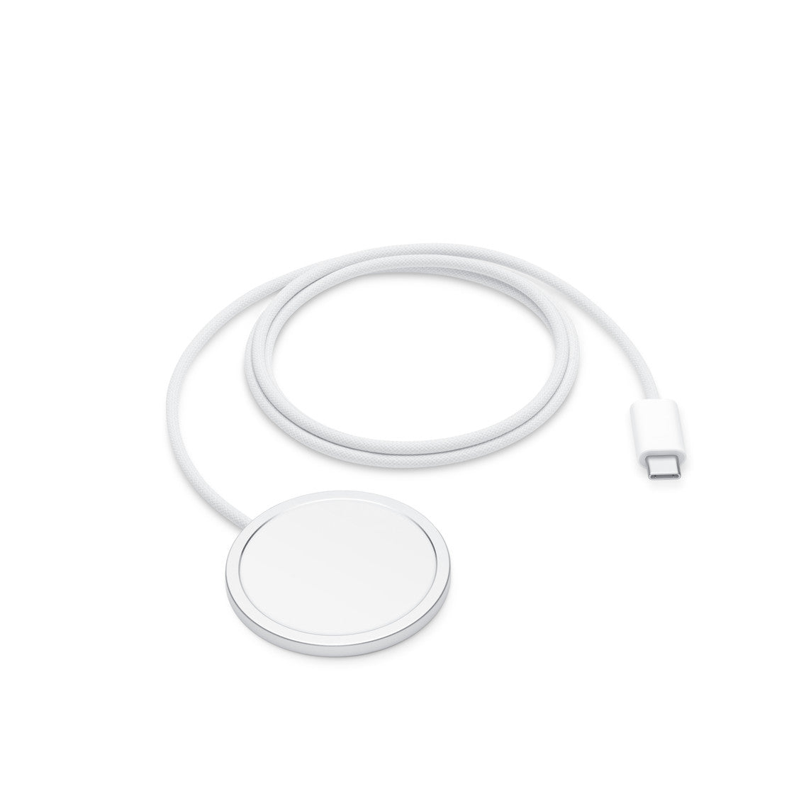 Carregador MagSafe da ibitech.pt compatível com iPhone, com design compacto e conector magnético para carregamento sem fios.